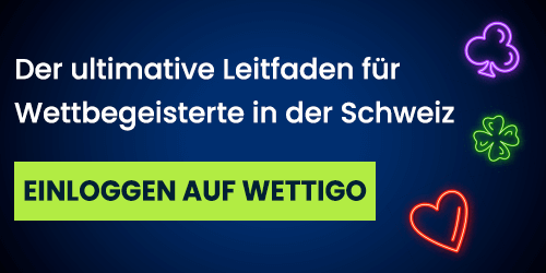 Werbegrafik mit Neon-Symbolen und Text für Wettbegeisterte in der Schweiz