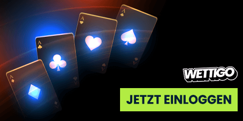 Vier leuchtende Spielkarten mit Assen vor dunklem Hintergrund