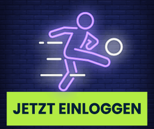 Leuchtendes Neonmotiv eines Fußballspielers als Symbol für die attraktive Wettigo Gratiswette